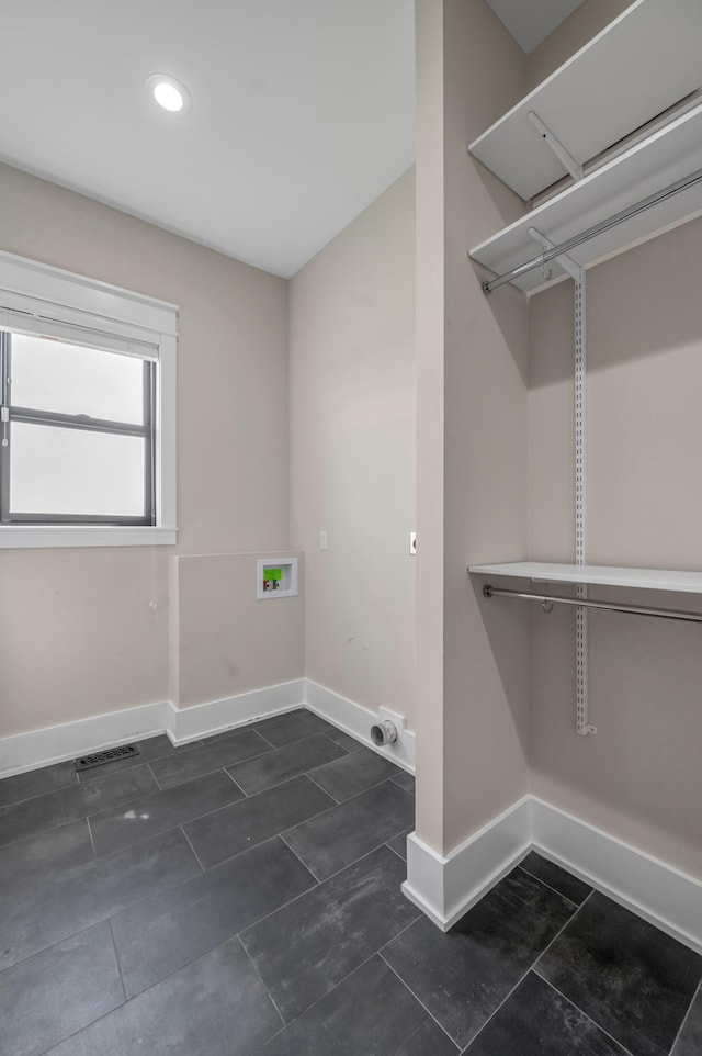 1408 Champion Way, Richmond, KY 40475 - laundry room with baseboards, hookup for a washing machine, dark tile patterned floors, and recessed lighting