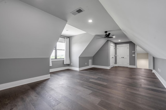 1408 Champion Way, Richmond, KY 40475 - additional living space with dark wood-type flooring, vaulted ceiling, a ceiling fan, baseboards, and recessed lighting
