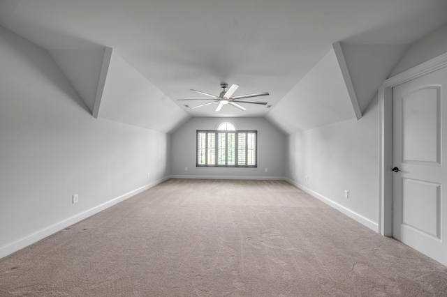 2131 Patchen Lake Ln, Lexington, KY 40505 - additional living space featuring a ceiling fan, lofted ceiling, light colored carpet, and baseboards