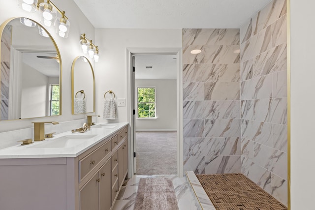 3261 Royal Troon Rd, Lexington, KY 40509 - bathroom with double vanity and tiled shower