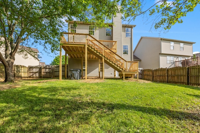 3261 Royal Troon Rd, Lexington, KY 40509 - back of property featuring stairway, a wooden deck, and a chimney
