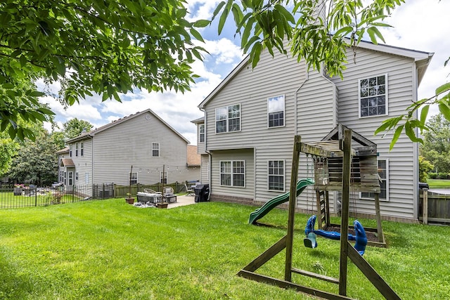 3789 Ridge View Way, Lexington, KY 40509 - rear view of property with a playground and a patio