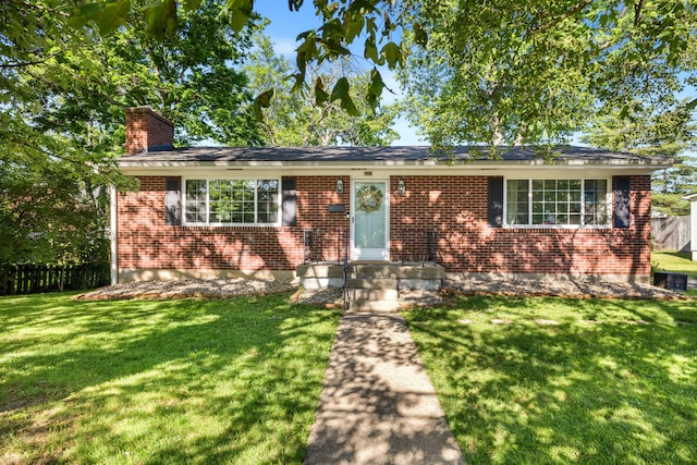 680 Beaumont Ave, Harrodsburg, KY 40330 - ranch-style home featuring a chimney and brick siding