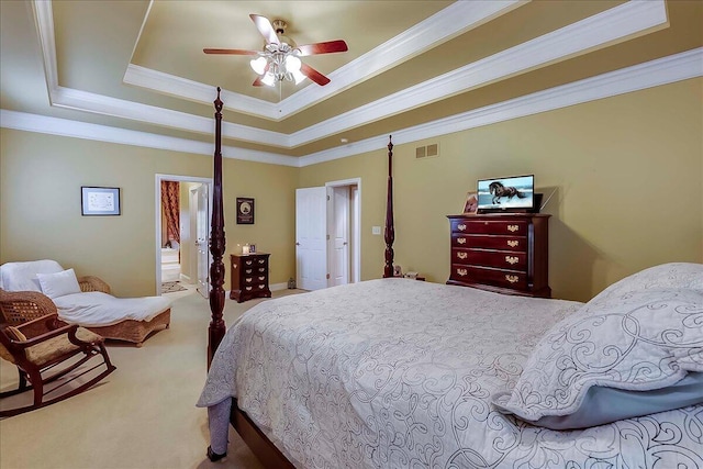 428 Shady Brook Dr, Richmond, KY 40475 - bedroom featuring carpet flooring, crown molding, a raised ceiling, and ensuite bathroom
