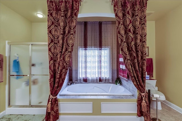 428 Shady Brook Dr, Richmond, KY 40475 - full bathroom with a garden tub, a shower stall, toilet, and tile patterned flooring