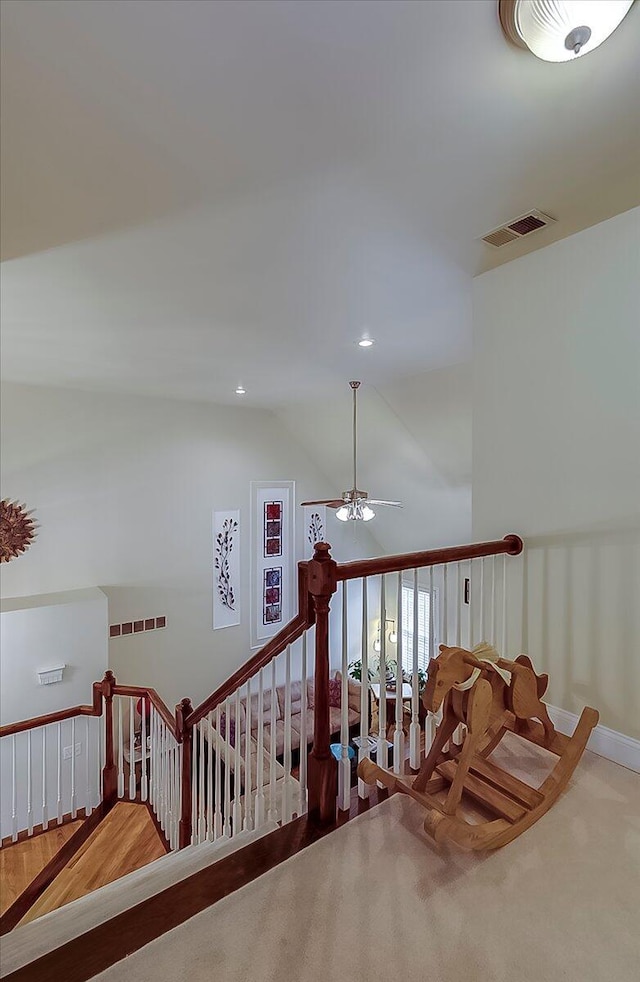 428 Shady Brook Dr, Richmond, KY 40475 - stairs with a ceiling fan and lofted ceiling