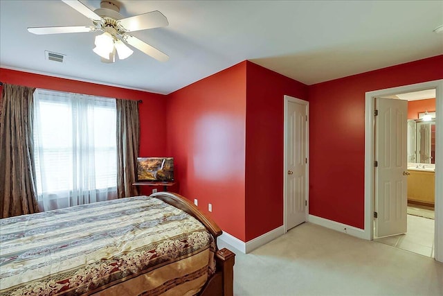 428 Shady Brook Dr, Richmond, KY 40475 - bedroom with baseboards, light carpet, and a ceiling fan