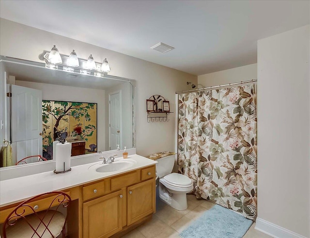 428 Shady Brook Dr, Richmond, KY 40475 - bathroom with vanity, toilet, tile patterned floors, and a shower with curtain
