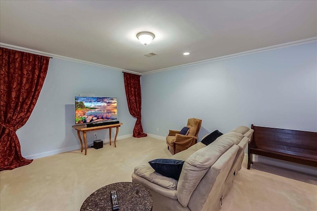 428 Shady Brook Dr, Richmond, KY 40475 - living area with carpet flooring, baseboards, crown molding, and recessed lighting