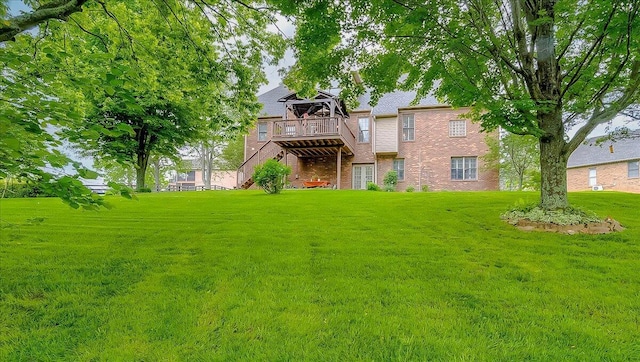 428 Shady Brook Dr, Richmond, KY 40475 - view of front of house with a gazebo, brick siding, a front yard, and a deck