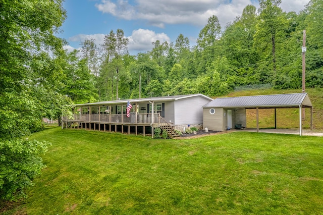 233 Bearskin Holw, Morehead, KY 40351 - view of front of house featuring a front lawn, a carport, and a deck