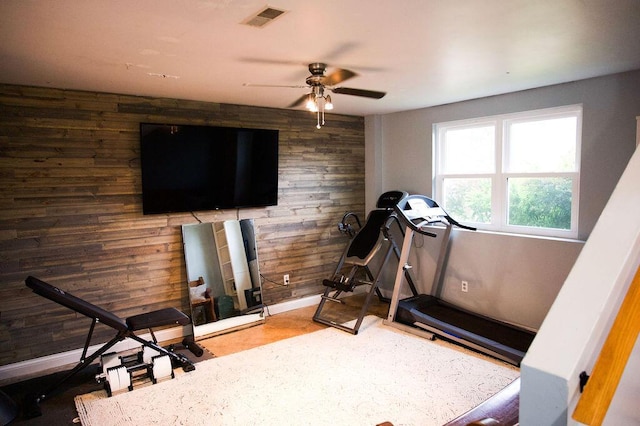 105 Herrington Hwy, Georgetown, KY 40324 - workout area with wooden walls and ceiling fan