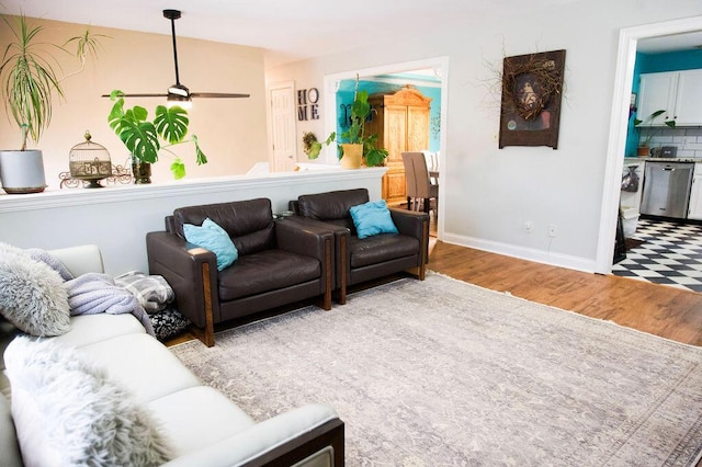 105 Herrington Hwy, Georgetown, KY 40324 - living room with wood finished floors, baseboards, and ceiling fan