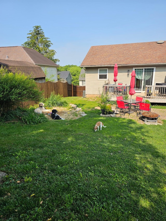 105 Herrington Hwy, Georgetown, KY 40324 - view of yard featuring a wooden deck and a fire pit