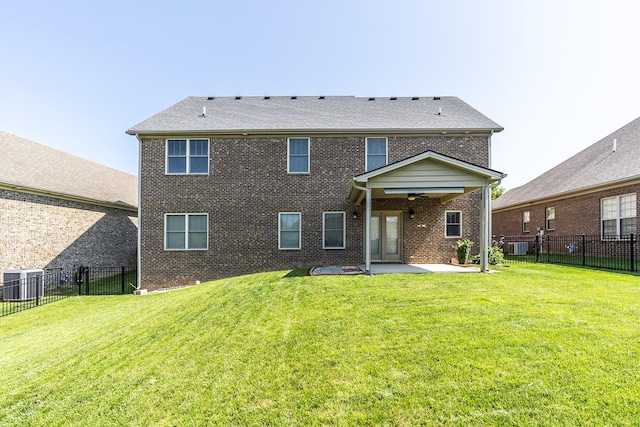 3880 Leighton Ln, Lexington, KY 40515 - back of house featuring a patio, cooling unit, brick siding, and ceiling fan