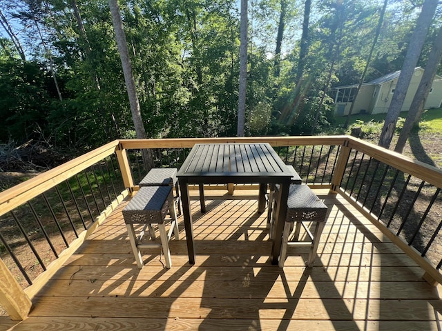 819 Scotts Chapel Rd, Jamestown, KY 42629 - wooden deck with outdoor dining area