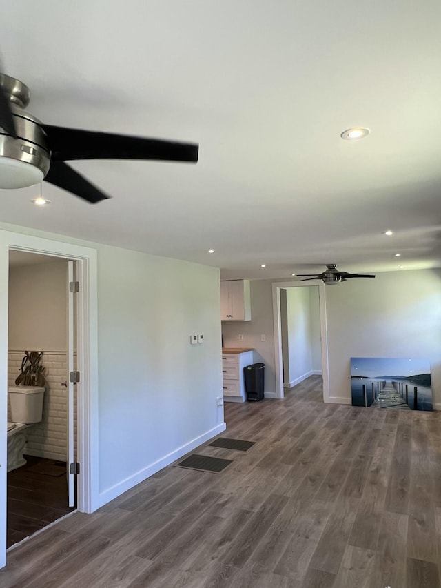 819 Scotts Chapel Rd, Jamestown, KY 42629 - unfurnished living room with ceiling fan, wood finished floors, recessed lighting, and baseboards