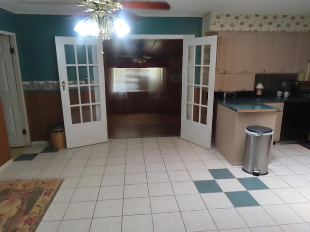 3200 US-60 W, Morehead, KY 40351 - kitchen featuring ceiling fan, dark countertops, and french doors