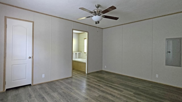 2499 Sacker Rd, Manchester, KY 40962 - spare room featuring crown molding, ceiling fan, wood finished floors, and a decorative wall