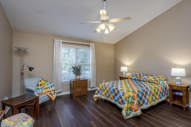4140 Clearwater Way, Lexington, KY 40515 - bedroom with wood finished floors, a ceiling fan, baseboards, and lofted ceiling