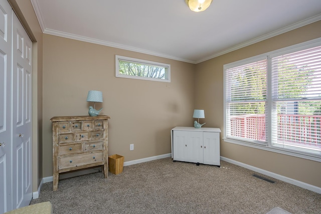 4140 Clearwater Way, Lexington, KY 40515 - home office with ornamental molding, baseboards, and light carpet