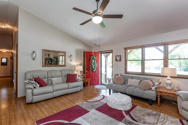 428 Patchen Dr, Lexington, KY 40517 - living room with a ceiling fan, wood finished floors, and high vaulted ceiling
