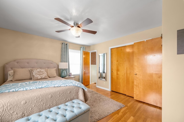 900 Shoshoni Trl, Georgetown, KY 40324 - bedroom featuring light wood-style floors, a closet, and ceiling fan