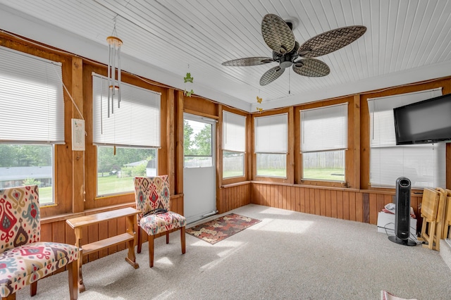 900 Shoshoni Trl, Georgetown, KY 40324 - sunroom / solarium with carpet floors, wood walls, and wooden ceiling