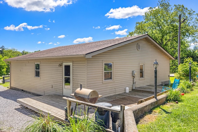 4496 Fords Mill Rd, Versailles, KY 40383 - back of property featuring a deck and a shingled roof