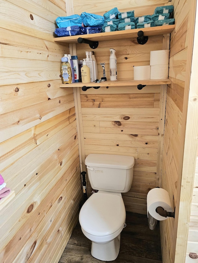 270 Newcomb Ave, Mount Vernon, KY 40456 - bathroom featuring toilet, wood finished floors, and wooden walls