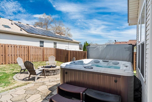 253 Gateway Park Cir, Lexington, KY 40511 - view of patio with a hot tub and an outdoor fire pit