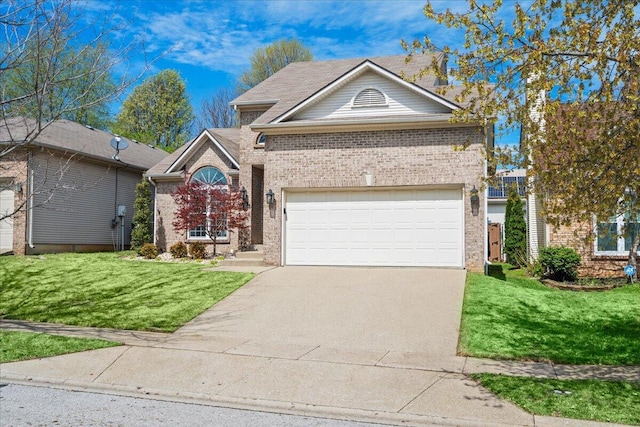253 Gateway Park Cir, Lexington, KY 40511 - view of front of property with brick siding, driveway, an attached garage, and a front lawn