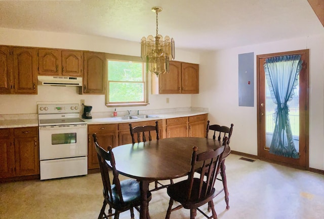 1184 Snow Creek Rd, Clay City, KY 40312 - kitchen featuring white range with electric cooktop and brown cabinets