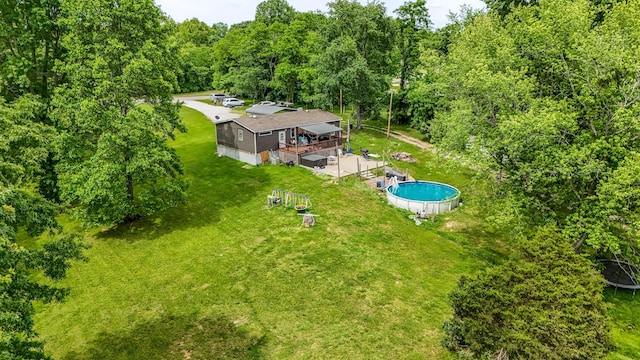 1126 College Hill Rd, Waco, KY 40385 - view from above of property with a heavily wooded area and a pool