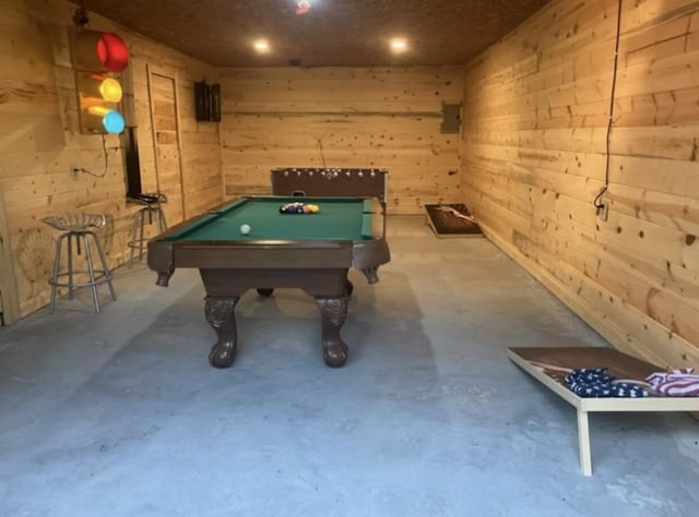 616 Zag Rd, West Liberty, KY 41472 - recreation room with concrete flooring, wood walls, and pool table