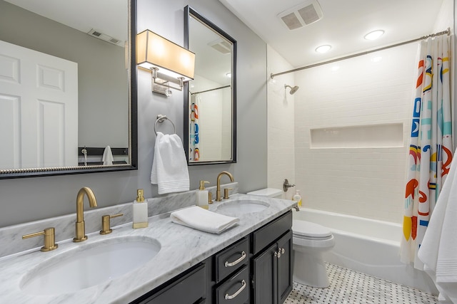1025 Stowbridge Ln, Lexington, KY 40515 - full bathroom with double vanity, toilet, and shower / bath combo