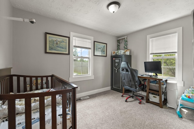304 Hamilton Ave, Somerset, KY 42501 - bedroom with carpet floors, an office area, a textured ceiling, and baseboards