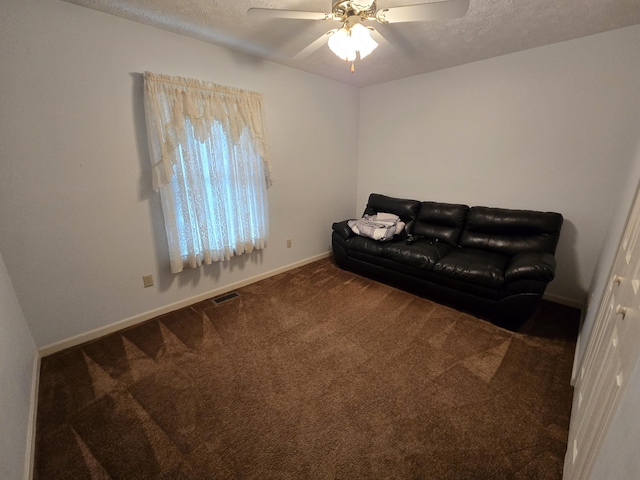 110 Albany Ln, Winchester, KY 40391 - sitting room with carpet floors, baseboards, a ceiling fan, and a textured ceiling