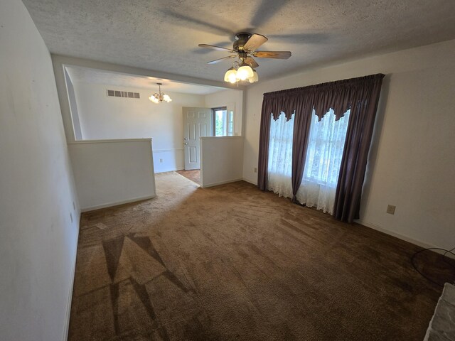 110 Albany Ln, Winchester, KY 40391 - carpeted spare room featuring a chandelier, a ceiling fan, a textured ceiling, and baseboards
