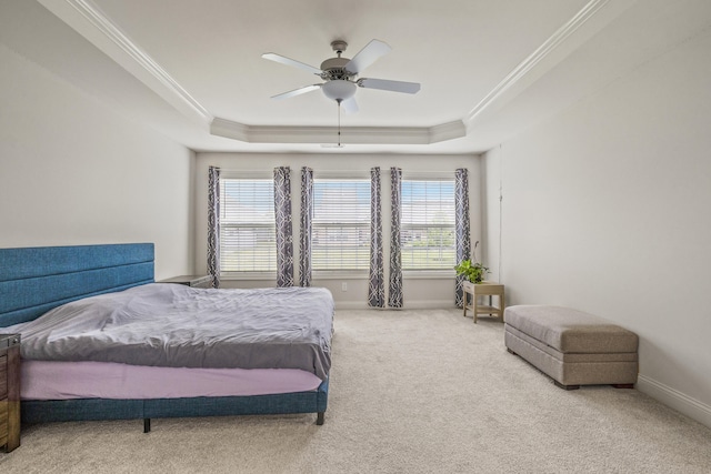 216 Blackthorn Dr, Nicholasville, KY 40356 - carpeted bedroom featuring a tray ceiling, ornamental molding, and ceiling fan