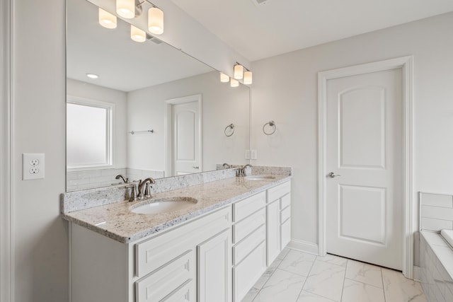 216 Blackthorn Dr, Nicholasville, KY 40356 - full bathroom with double vanity and marble finish flooring