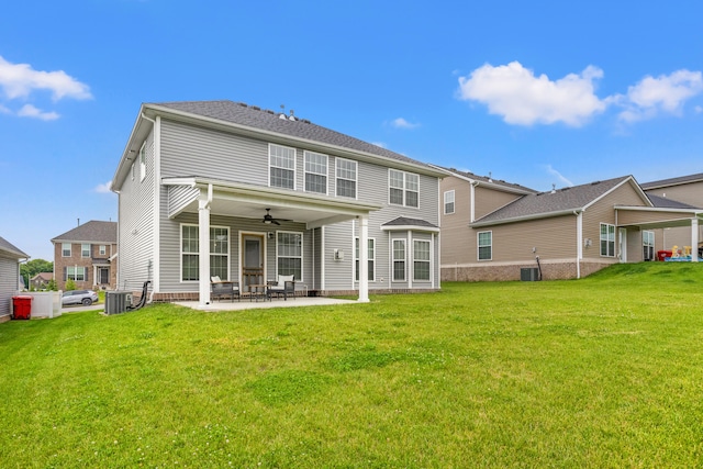 216 Blackthorn Dr, Nicholasville, KY 40356 - rear view of property with ceiling fan, a patio area, and a lawn