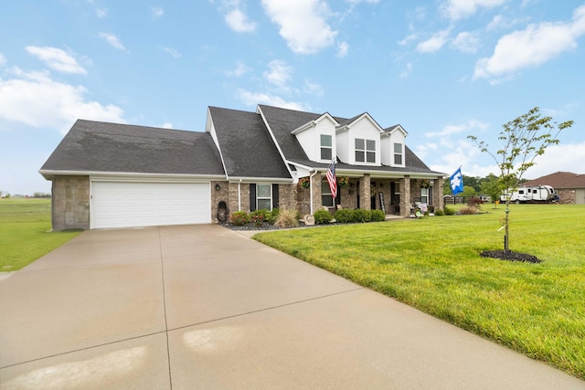 2002 Emerald Way, Richmond, KY 40475 - cape cod home featuring an attached garage, a front yard, driveway, a porch, and brick siding