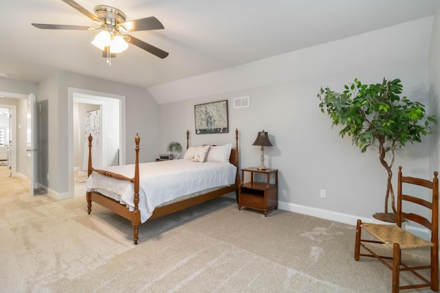 2002 Emerald Way, Richmond, KY 40475 - bedroom with light colored carpet, baseboards, lofted ceiling, and ceiling fan