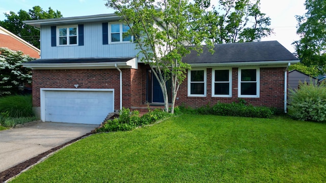 524 Cromwell Way, Lexington, KY 40503 - view of front of house with an attached garage, brick siding, concrete driveway, and a front lawn