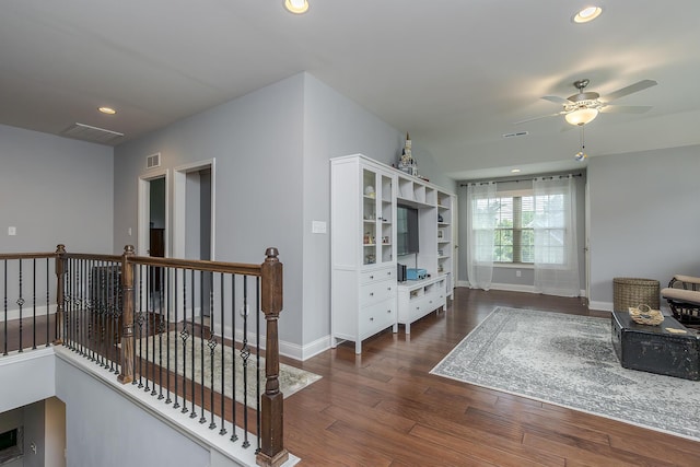 320 Manitoba Ln, Lexington, KY 40515 - living room with baseboards, dark wood-style floors, recessed lighting, and a ceiling fan