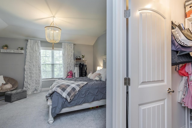 320 Manitoba Ln, Lexington, KY 40515 - carpeted bedroom with a chandelier, vaulted ceiling, and baseboards