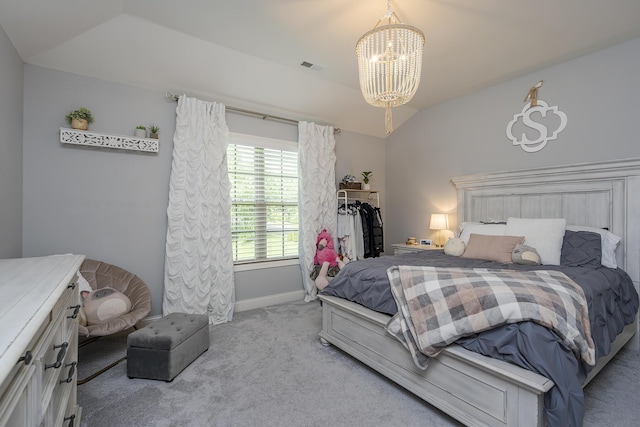 320 Manitoba Ln, Lexington, KY 40515 - carpeted bedroom featuring a chandelier, lofted ceiling, and baseboards