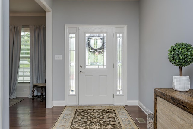 320 Manitoba Ln, Lexington, KY 40515 - entryway with baseboards, dark wood-style flooring, and crown molding