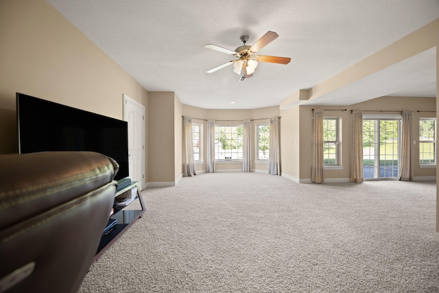 262 Silver Creek Dr, Somerset, KY 42503 - living area featuring ceiling fan, carpet flooring, and baseboards